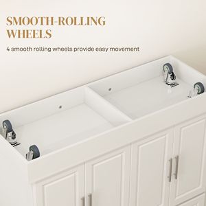 Carrello da Cucina Portatile Bianco Crema con 2 Cassetti, Porta Spezie e Ruote Nascoste per Uso Domestico in Sala da Pranzo - Product Image 6