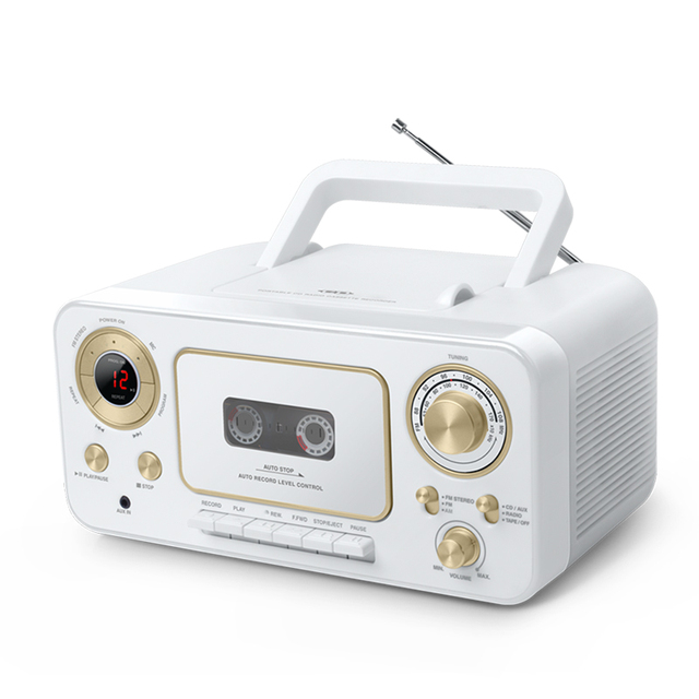 Portable Durable Wholesale Retro CD Cassette AM/FM Radio Player Red LED Display FM Telescopic Antenna Auto Stop Aux-in Jack 3 1
