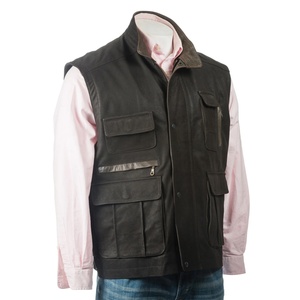เสื้อกั๊กหนังกลับแท้ 100% สำหรับผู้ชาย และเสื้อกั๊กหนังสำหรับนักขี่มอเตอร์ไซค์ แห้งเร็ว แฟชั่นสำหรับผู้ชาย - Product Image 1