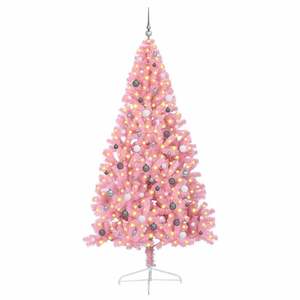 Sapin de Noël artificiel rose en PVC de 94,5 pouces pré-éclairé avec 300 LED - Product Image 3