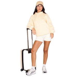 Otoño Invierno mujer Sudadera con capucha suave polar pulóver suelta ajuste amarillo claro sudadera Casual manga larga moda OEM ODM ropa - Product Image 2