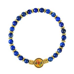 Bracelet simple en Lapis Lazuli Empereur avec incrustation de mantra à six mots naturel, technique de sertissage, pour femme, bouddhisme tibétain - Product Image 3