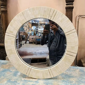 Espejo de Pared Rectangular con Incrustaciones de Hueso, Espejo Decorativo para Baño - Product Image 1