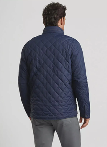Men's Blue Color Suffolk Quilted Coat Puffer Jacket Fur Shell Waterproof Eco-Friendly Lightweight Mandarin Collar Harris Tweed - Product Image 2