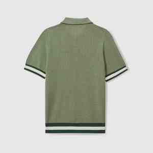 เสื้อโปโลผู้ชาย แขนสั้น ผ้าถักลายริบแนวตั้ง ชายเสื้อลายทาง ทรงเข้ารูป สวมใส่สบาย ผลิตจากผ้าฝ้ายผสม เหมาะสำหรับฤดูร้อน - Product Image 4