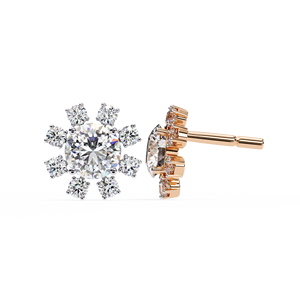 Boucles d'oreilles unisexes en or rose avec diamants taille brillant, couleur G naturelle, clous classiques, bijoux de fiançailles et d'anniversaire en or massif 18 carats - Product Image 1