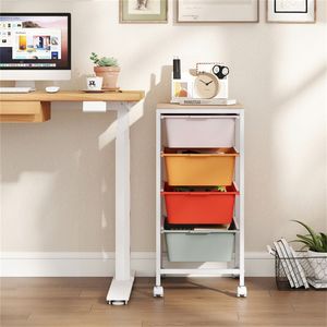 Carrello portaoggetti mobile a 4 cassetti, staccabile e pieghevole, con piano in MDF, per bagno e cucina - Product Image 5