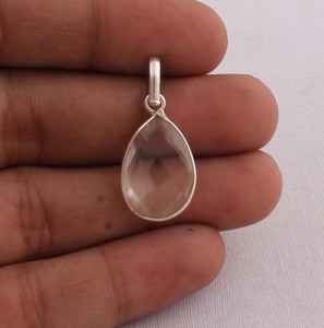 925 Sterling Silver Crystal Pendant Natural Clear Quartz Gemstone <b>Necklace</b> Handmade Artisan Jewelry Wholesale Vintage <b>Boho</b> Style - Product Image 2