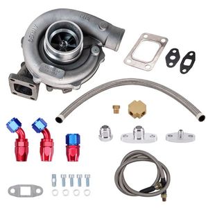 63 A/R Stage III T04E T3 T4 44 Trim Turbocharger Kit with 5-Bolt Oil Feed & Drain Return Line Hose Stage III Turbo Parts - Product Image 6