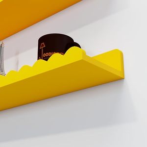 Yellow Wall Mounted Floating <b>Shelves</b> Nursery Storage Tray Set 4 Modern Flexible Multifunction Wooden Display <b>Rack</b> for Bedroom - Product Image 3