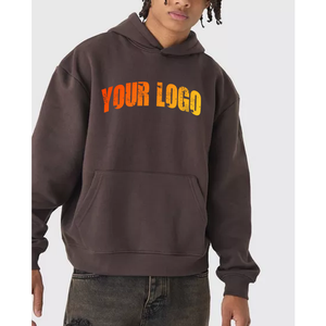 OEM Wholesale Dark <b>Brown</b> Color Pullover Men's Hoodies 100% Cotton Fabric Kangaroo Pockets Loose Fit Hoodies For Winter Use - Product Image 1
