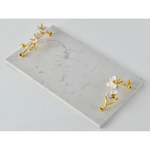 ถาดเสิร์ฟตกแต่งลายหินอ่อน DIVA COLLECTIONS MI-900 ขอบมือจับสีทอง ดีไซน์สี่เหลี่ยมทันสมัย สำหรับตกแต่งในเดือนรอมฎอน - Product Image 3