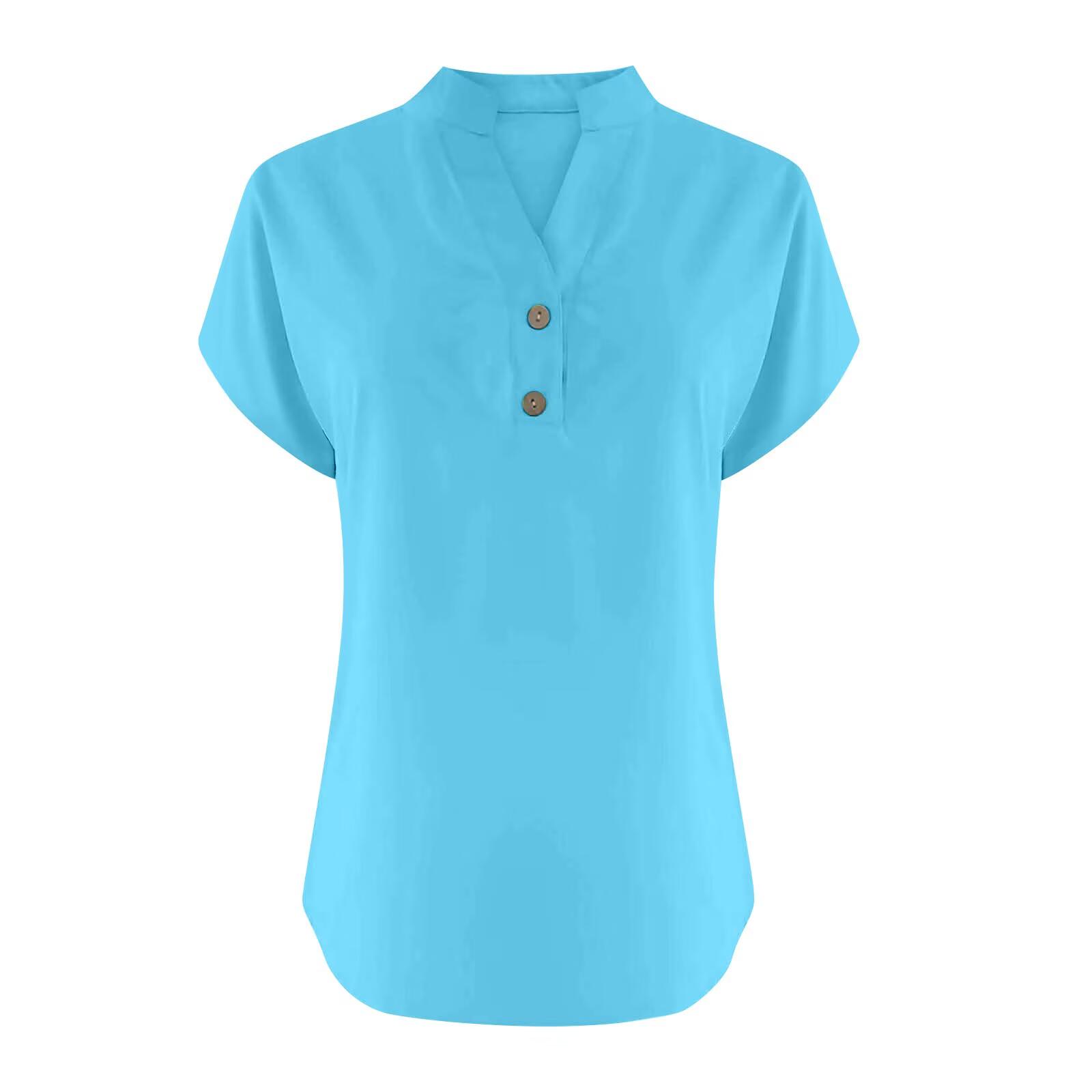 Women's Plus Size Anti-Wrinkle Anti-Pilling 200g T-Shirt Casual Crew Neck Button Front Short Sleeve Knitted Cotton Spandex Blend