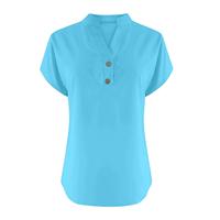 Pull tricoté décontracté à col rond et boutons pour femme, grande taille, anti-plis, anti-boulochage, 200g, avec logo brodé et tie-dye, manches courtes