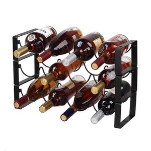 Portabottiglie in Metallo a 3 Ripiani Impilabile, Capacità 12 Bottiglie - Product Image 6