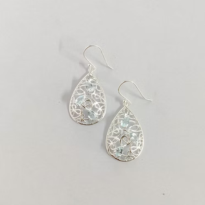 ต่างหูแฟชั่นทรงหยดน้ำดีไซน์ทันสมัย น้ำหนักเบา ประดับบลูโทแพซ สไตล์ชาติพันธุ์ น้ำหนัก 6.5 กรัม - Product Image 2