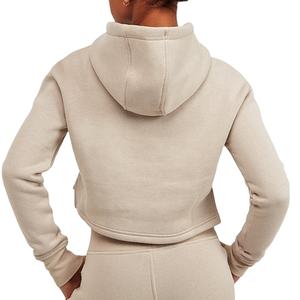 Custom Logo Ladies Drawstring Hood Long Sleeve Pullover Crop <b>Top</b> Hoodie Sports Gym <b>Fleece</b> Warm Girl Crop Hoodie for Women 2026 - Product Image 5