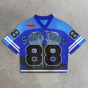 Fashion Trendy Streetwear Retro Cropped American Football Jersey Shirt Custom Sublimated Mesh Plain 100% Polyester Breathable - Product Image 4
