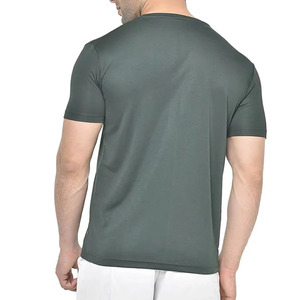 T-shirt décontracté pour homme, gris foncé, à manches raglan et col rond, coupe classique, en jersey tricoté respirant, couleur unie, design vierge - Product Image 6