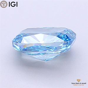VS1 Clarity Fancy Vivid Blue Color <b>Cushion</b> Shape 1.50 Carat CVD Lab Grown Diamond With IGI Certified for <b>Statement</b> Ring Center - Product Image 4