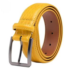 Cinturones de Cuero PU para Hombre, Ligeros, Estilo Casual y Formal, Precio de Fábrica al por Mayor, Color Amarillo, Cuero Vacuno - Product Image 2