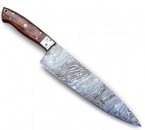 Cuchillo de Chef Artesanal de Acero de Damasco con Mango de Madera de Palisandro, Herramienta de Cocina para Rebanar - Product Image 3