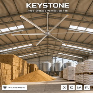 Ventilateur de plafond HVLS à faible consommation d'énergie Keystone, système de ventilation stable pour les zones d'élevage laitier avant le traitelement des vaches - Product Image 1
