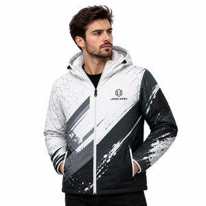 Men's Custom Sublimation Hooded Jacket <b>Waterproof</b> Windproof Winter Warm <b>Padded</b> <b>Coat</b> Graphic Print Outdoor Sportswear OEM ODM - Product Image 1