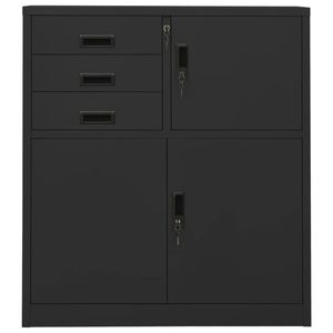 Armoire de bureau rectangulaire moyenne en acier anthracite, catégorie de produits : armoires de classement - Product Image 2