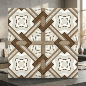 Azulejos de pared de losa de madera con aspecto de mármol esmaltado Digital tallado de 400x400mm, baldosas de porcelana de cuerpo completo para aplicación Interior - Product Image 1