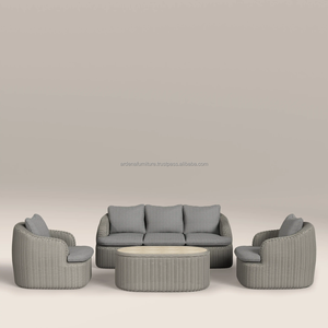 Modern Rattan <b>Garden</b> <b>Set</b> with Sofa and Two Armchairs for Outdoor Use Weather Resistant Contemporary Design - Product Image 1