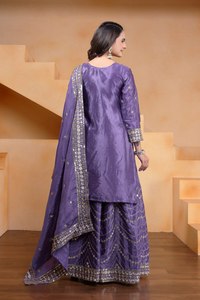 Nouveau modèle de tissu en soie Georgette non cousu, brodé multicolore, pour femmes, pour mariage/fête/événement, salwar kameez de créateur - Product Image 5