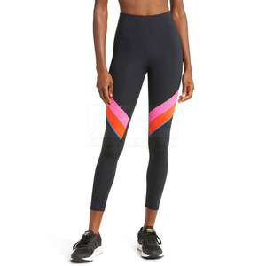 High Waist Women's Premium Customizable <b>Leggings</b> Full Length Color Blocked Geometric <b>Pattern</b> Sporty Stretch Breathable 180g - Product Image 5