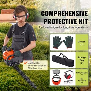 Tagliasiepi a Benzina Portatile da 23,2 Pollici con Motore a 2 Tempi da 26CC, Regolabile a 180 Gradi, per Uso in Giardino - Product Image 5