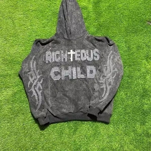 Sudadera con capucha para hombre de algodón grueso, extragrande, de felpa francesa gris vintage, personalizada, con efecto desgastado por el sol y lavado ácido. - Product Image 5