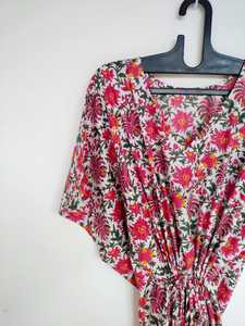 ชุดคาฟตันผ้าฝ้ายอินเดีย งานแฮนด์เมด ชุดคลุมชายหาด คิโมโน โรบ โบฮีเมียน ชุดลำลองฤดูร้อน สำหรับใส่ไปเที่ยวพักผ่อน - Product Image 6