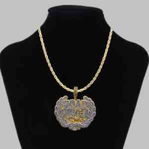 Colgante Personalizable de Oro Blanco de 14K con Baño de Plata 925 y Diamante Cultivado en Laboratorio de 6.25ctw, Color D, Claridad VVS, Estilo Hip Hop con Piedras - Product Image 3