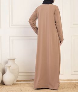 Nouvelle Robe Abaya Modeste Style 2026, Vêtement Islamique Ouvert sur le Devant, Longue Robe pour Femmes Musulmanes en Polyester à Col en V Floral - Product Image 6