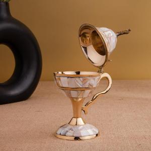 Quemador de Incienso Metálico Hecho a Mano con Incrustaciones de Mármol, Incensario Decorativo para Uso Religioso, Difusor de Aromaterapia Estilo Árabe - Product Image 3