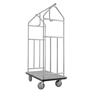 Chariot de valet d'hôtel en acier inoxydable brossé avec plateau moquetté gris, capacité de charge de 800 LBS, chariot de transport FT s - Product Image 1