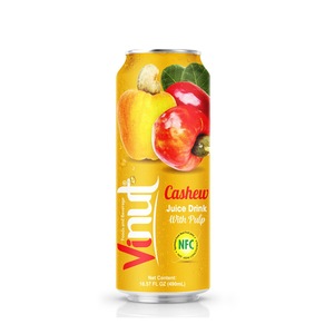 Vinut 100% Jus de cajou avec pulpe, 490ml (paquet de 24)-Vrais jus de fruits, riche en vitamine C, sans sucres ajoutés, sans arômes artificiels - Product Image 1