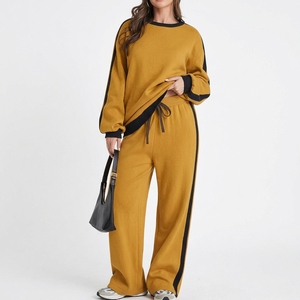 Conjunto Deportivo Informal de Dos Piezas para Mujer, Chaqueta con Cierre y Pantalones Anchos, Lavado Ácido, Impermeable, Transpirable y Cómodo - Product Image 1