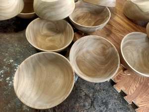 ชามไม้แกะสลักขนาดเล็กเป็นมิตรกับสิ่งแวดล้อม สำหรับงาน DIY ชามกลมขนาดเล็กแบบยังไม่เสร็จสำหรับของขวัญทางธุรกิจ ชามสลัดไม้กระถิน - Product Image 4