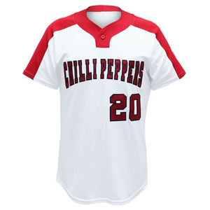 เสื้อเบสบอลชาย Chilli Peppers สีขาวแดง 20 ลายพิมพ์ Tackle Twill ระบายเหงื่อได้ดี แขนสั้น พร้อมกางเกงและรองเท้าเบสบอล - Product Image 4