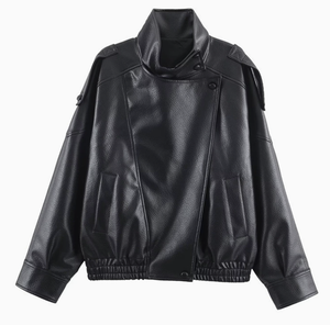 Chaqueta de Cuero al por Mayor para Mujer, Estilo Motociclista, Chaqueta Vintage Lavada a la Moda - Product Image 4
