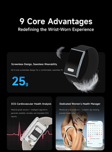 ODM OEM ETQ17 Tracker d'activité sans écran, surveillance automatique ECG HRV, suivi du sommeil, SpO2, tension artérielle, température, stress, étanche IP68, bracelet connecté Android iOS - Product Image 3