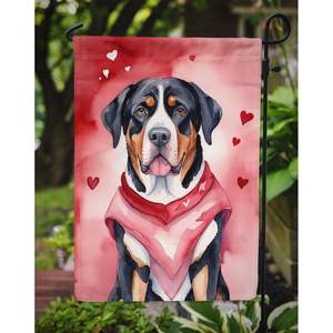 Grand drapeau multicolore pour chien de montagne suisse pour la Saint Valentin Drapeau de jardin artistique pour patio Cour Boîte aux lettres décorative Lits de fleurs - Product Image 3