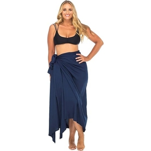 Womens Plus Size <b>Sarong</b> Swimsuit Cover Up Solid Beach Wear Bikini Wrap Skirt with Coconut Clip - Product Image 1