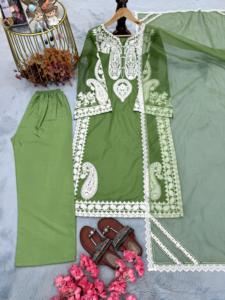 Trajes Salwar Kameez de Diseño Tradicional y Moderno para Mujer, Conjuntos de 3 Piezas Kurta Plazzo para Bodas, Festivales, Fiestas y Recepciones, BLOOMING - Product Image 2