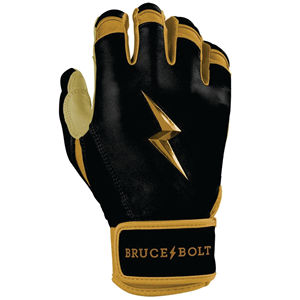 Guantes de Bateo Bruce-Bolt Negros y Amarillos, Cuero Cabretta, Duraderos, Ligeros, Cómodos, Cierre de Gancho y Bucle, Puño Corto, Unisex - Product Image 4